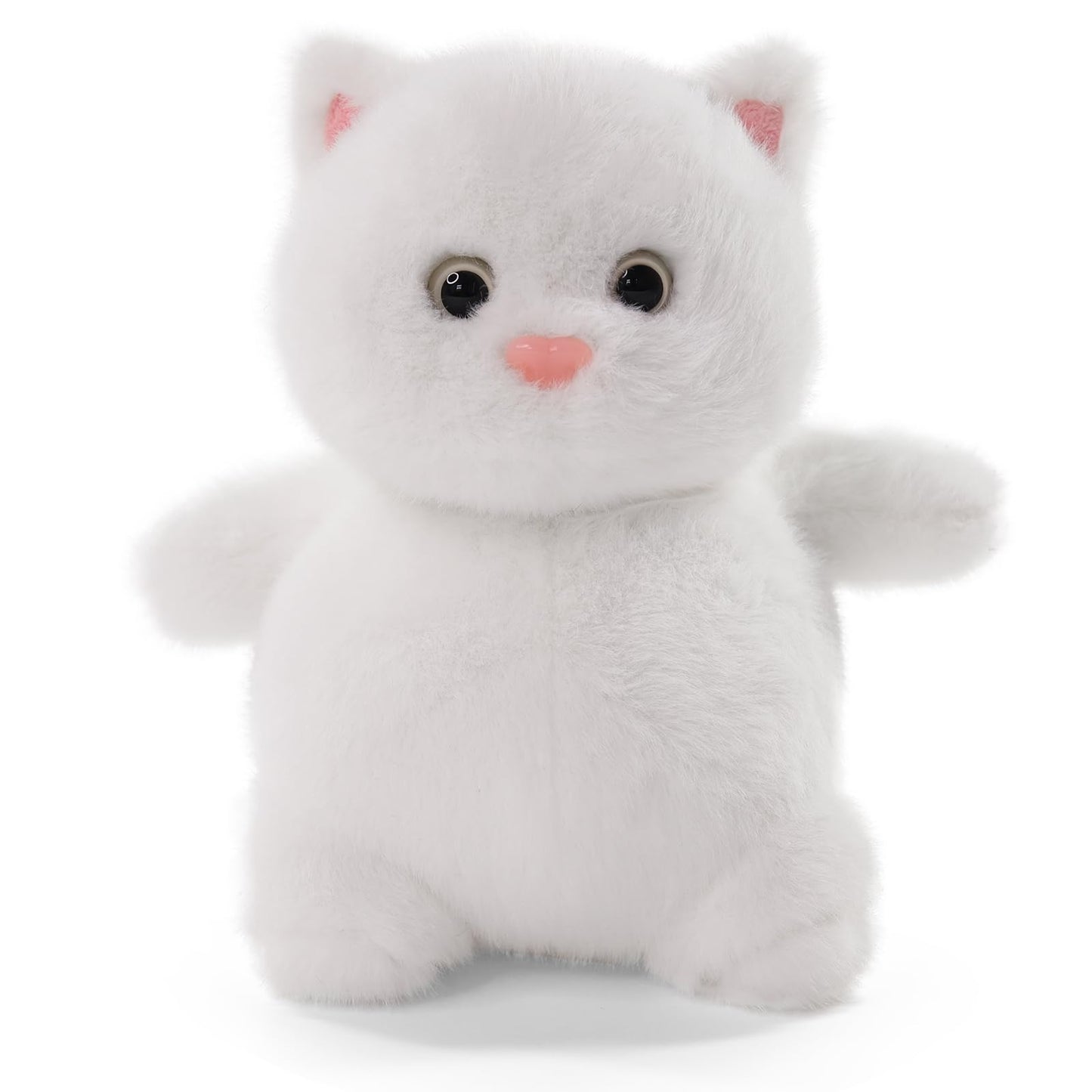 Sew Butiful 8' White Cat Stuffed Animal Plush Toy, Cat Plush Cute Plushies For Animal Themed Parties Teacher Student Award, Animal Toys For Baby, Boy, Girls, Great For Nursery, Room Decor, Bed