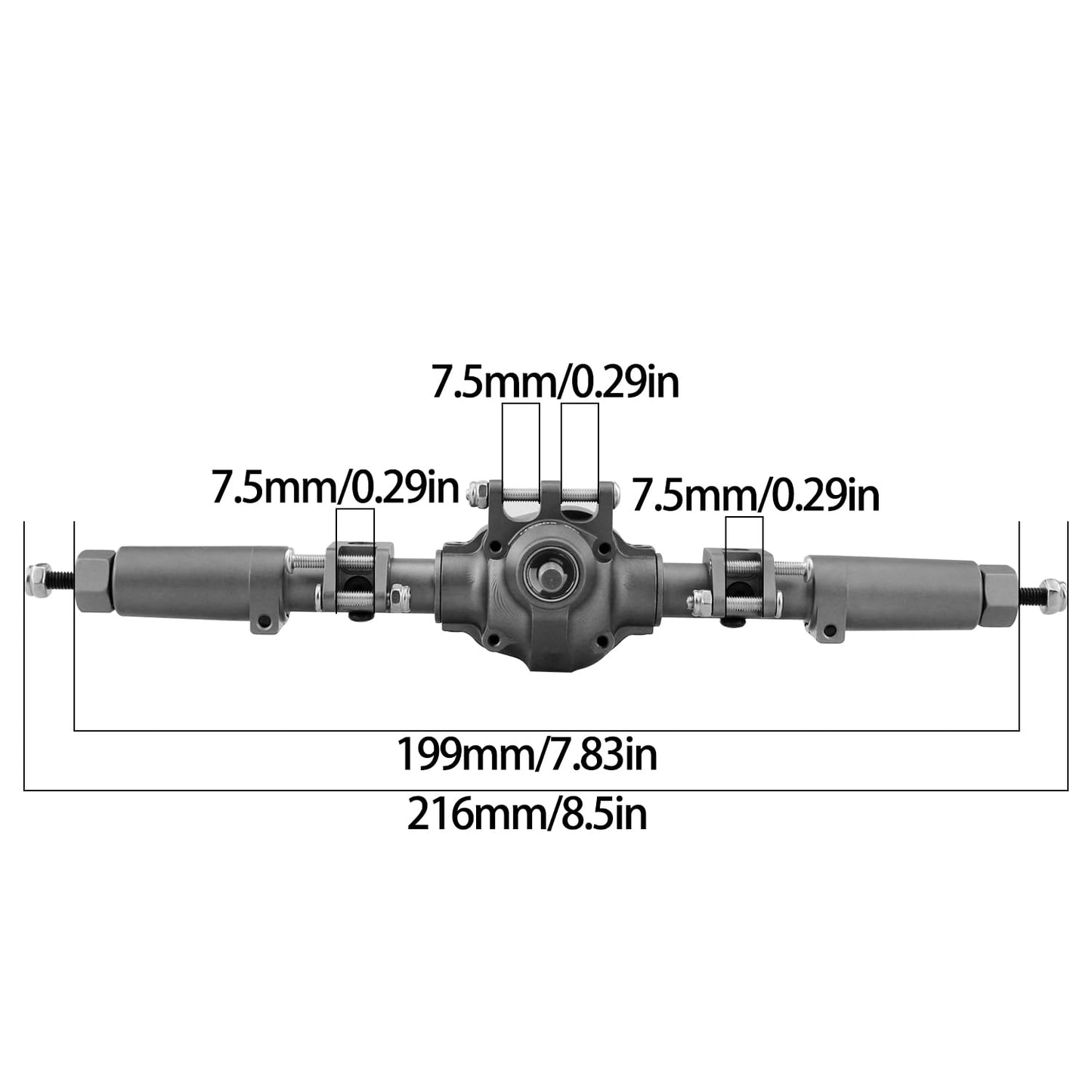 Hybdx Rc Cnc Aluminum Anodized Front And Rear Door Axle Kit Upgrade For 1/10 Rc Crawler Car Scx10 Ii 90046 90047 (Grey)