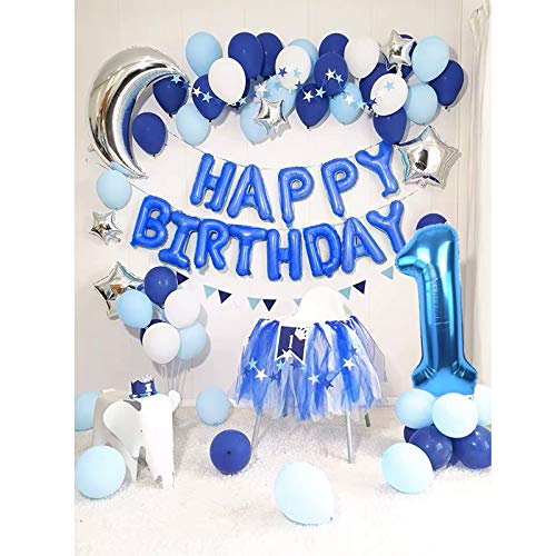 Toniful 40 Inch Blue Large Numbers Balloon 0-9 Birthday Party Decorations,Foil Mylar Big Number 5 Balloon Digital 5 For Birthday