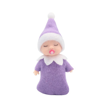 Wuleeuper Sleeping Elf Doll With Pacifier | Christmas Miniature Elf Doll Toys | New Year Holiday Decoration Party Gift (Purple)