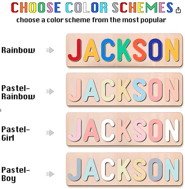 Azufemos Personalized Name Puzzle For Kids, Personalized Baby Gifts Name Puzzles For Toddlers 1-3, 1St Birthday For Girls & Boys