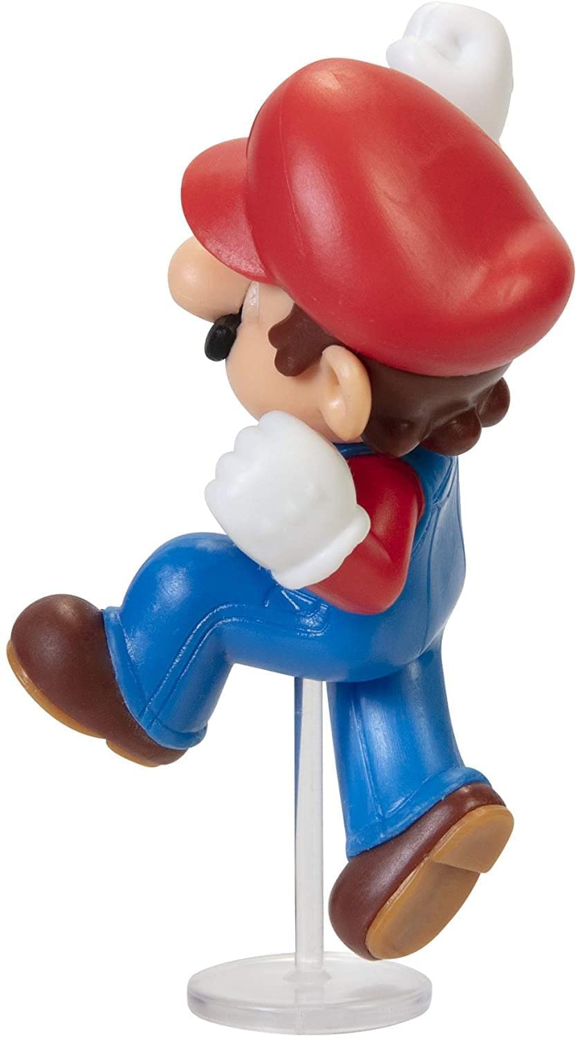 Super Mario Action Figure - 2.5 Inch Jumping Mario Collectible Toy, Red, Plastic, Model 404574