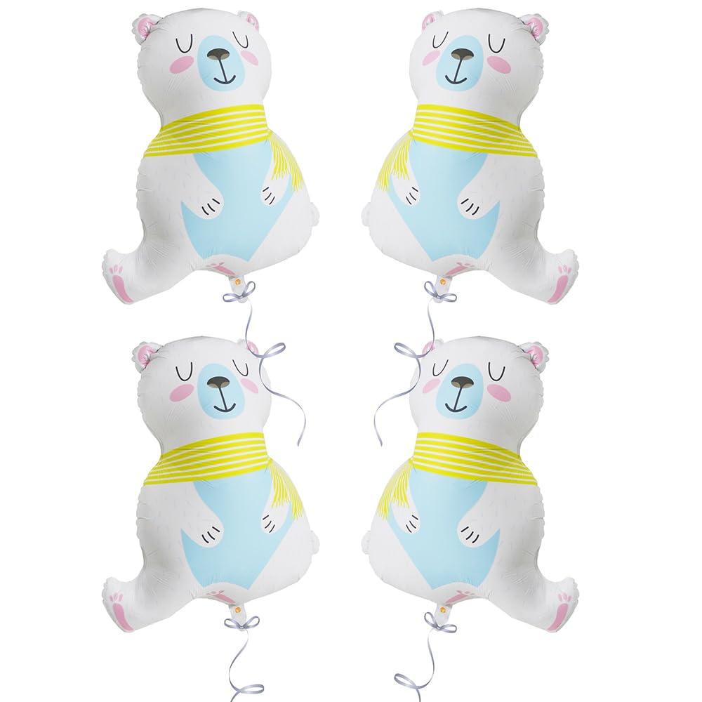 Giant Polar Bear Balloon Winter Animal Balloon For Birthday Supplier Bridal Baby Shower Wedding Decorations, 4 Pack Wild One Jun