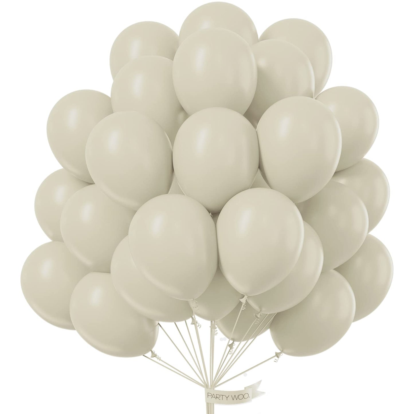 Partywoo White Sand Balloons 50 Pcs 12 Inch Beige Cream Ivory Latex Balloons For Wedding Bridal Graduation Baby Shower Gender Reveal Safari Birthday Party Decorations White-F12