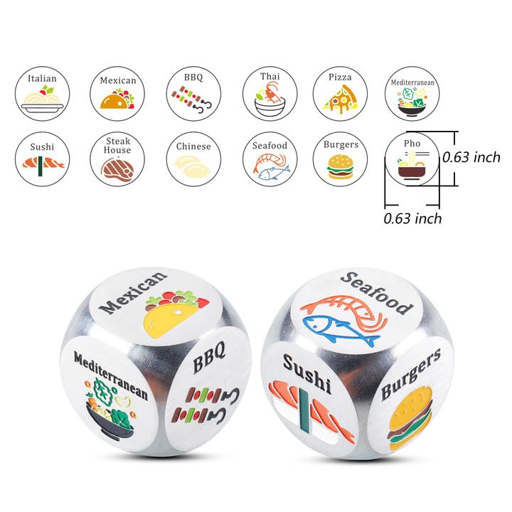 Valentines Day Gifts for Him Her Food Decision Dice Decider Gifts for Couple Boyfriend Girlfriend Husband Wife Date Night Dice G