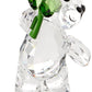 Swarovski Kris Bears Lucky Charm Figurine, Clear Swarovski Crystal With A Green Four-Leafed Clover Accent, Part Of The Swarovski Kris Bears Collection
