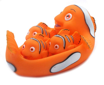 Playmaker Toys Rubber Clownfish Family Set Of 4 Baby Bath Toys