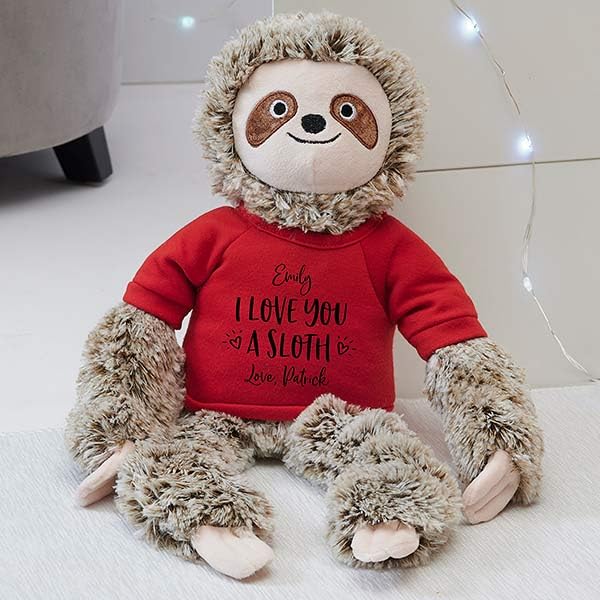 Personalization Universe ''I Love You A Sloth Plush Sloth Stuffed Animal Toy, Customizable With Name And Sentiment, Punny Valent