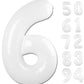 White 6 Balloon, Translucent Number Balloons 40 Inch, 6Th Balloons For Birthday Decorations, White Party Supplies 6 Birthday Bal