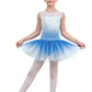 Eqsjiu Gymnastics Leotard With Skirts Blue Diamond Snowflake Dresses For Girls Size 7-8 Years 7/8 Gradient Colors White Dance Cl
