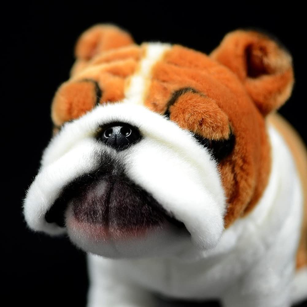 Tiny Heart Simulation British Bulldog Puppy Stuffed Animal 10Inch, Soft British Bulldog Plush Toy Boys Girls Gifts Room Decor