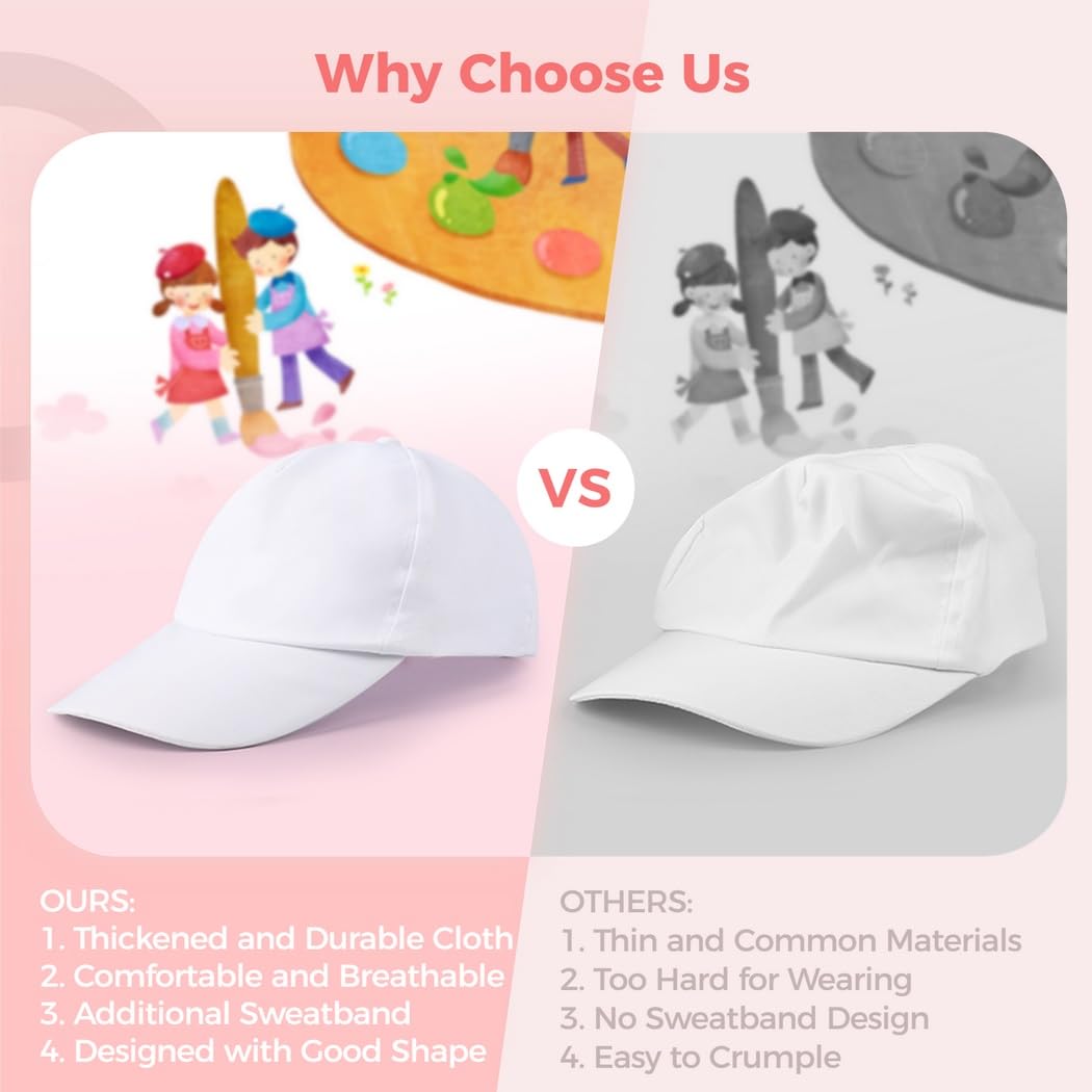 B bangcool DIY Kids Baseball Caps Hats - White DIY Creative Painting Polyester Sun Hat Sports Cap for Kids