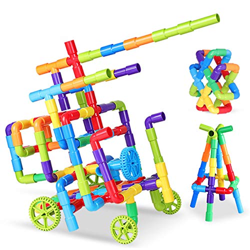 AEXONIZ TOYS Educational Pipe Puzzle for Kids  75Pcs Plastic Water Pipe Shaped Creative Tube Locks Construction Set Toy with Wh