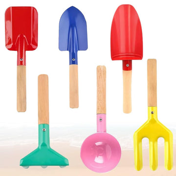 MEIDAYAI 8'' Kids Gardening Set, 6 Pcs Beach Toys, Kids Metal Sand Toys Sandbox Toys, Children Sand Toys Gardening Set with Stur