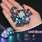 Wireless Charging LED Dice, DND Dice Rechargeable with Charging Box, ZHOORQI 7 PCS Light up Dices for Dungeons and Dragons RPG (