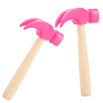 2 Pack Wooden Hammer Toys Simulation Hammers Maintenance Tools Educational Toys for Kids Birthday Party Games Supplies (Rose Red