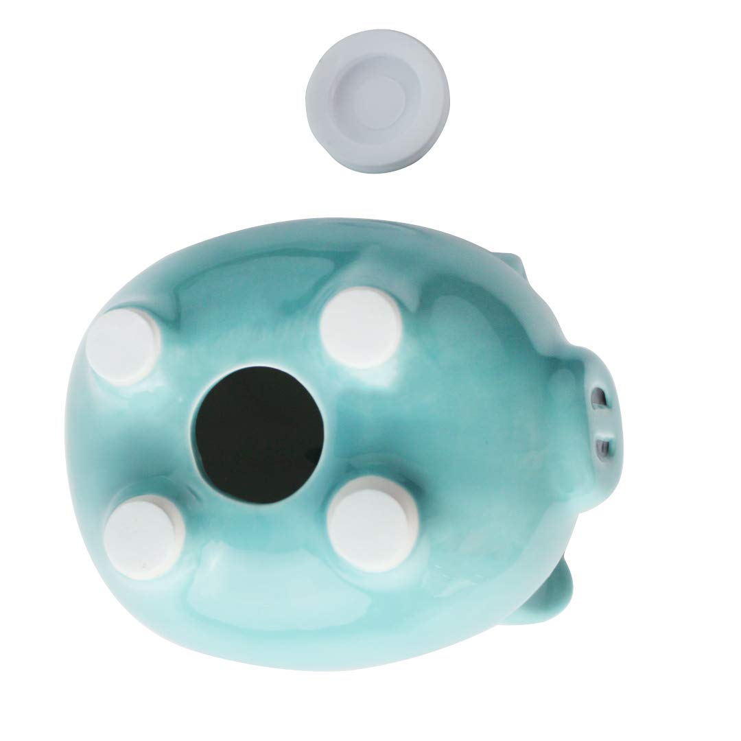 Pink Piggy Bank,Ceramic Money Piggy Bank Kids (Blue)