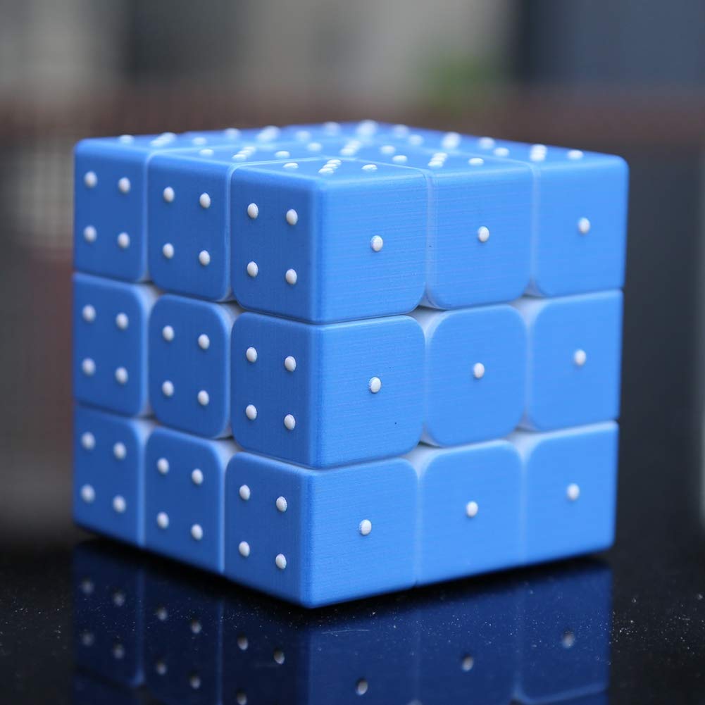 Speed Cube 3X3X3 3D Relief Effect Braille Magic Cube Puzzle,Iq Games Puzzles Special For Blind, 5.6Cm