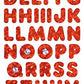 Bulk Roll Prismatic Stickers, Red Alphabets (50 Repeats)