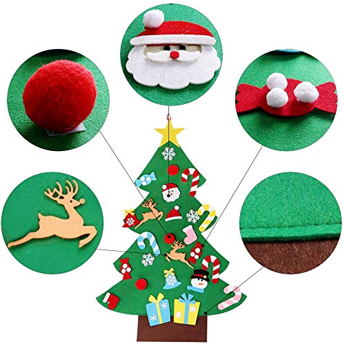 Ourwarm Diy Felt Christmas Tree With Ornaments, 3Ft Felt Christmas Tree For Kids, Xmas Gifts And Christmas Door Wall Hanging Decor