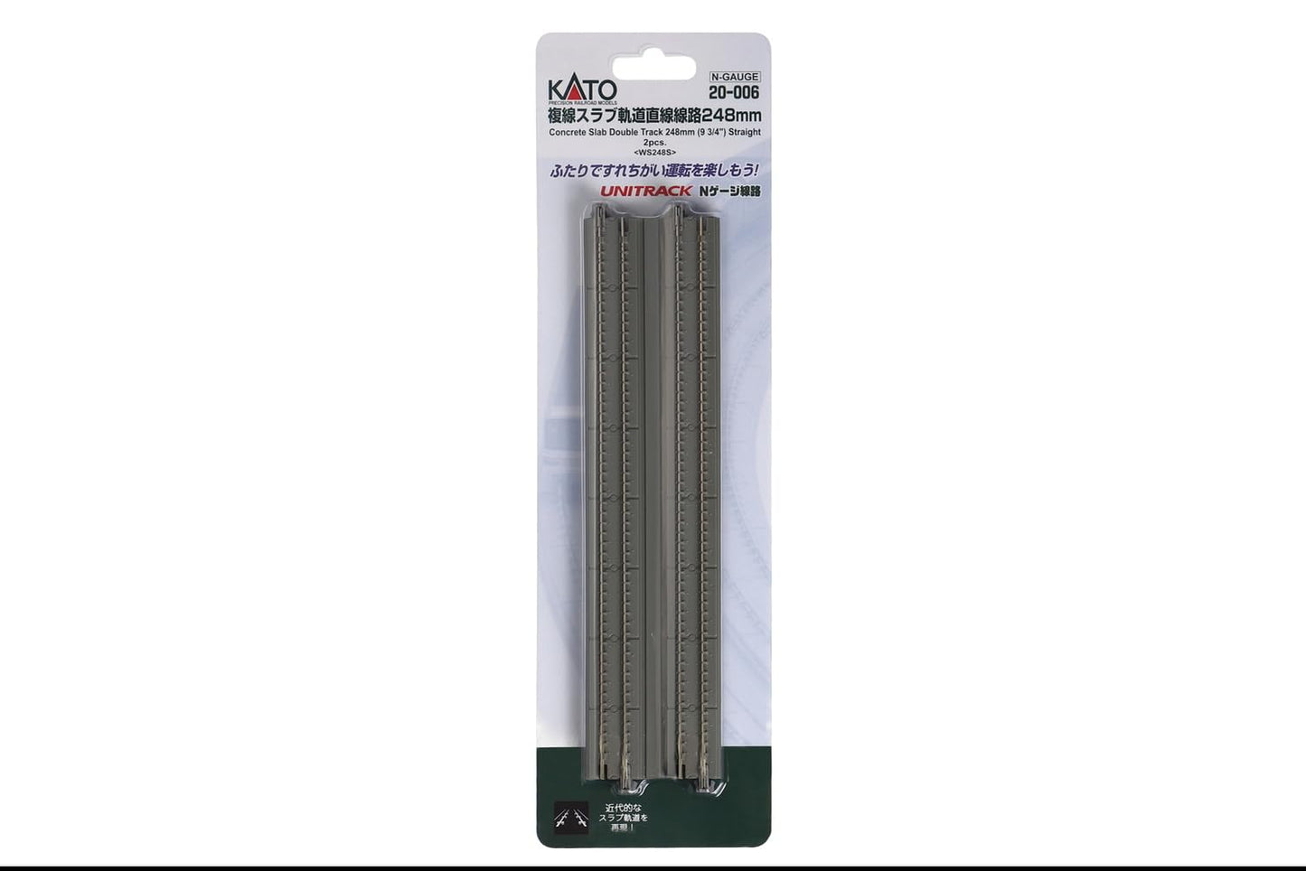 N 9-3/4' Double Track Straight, Concrete Slab (2)