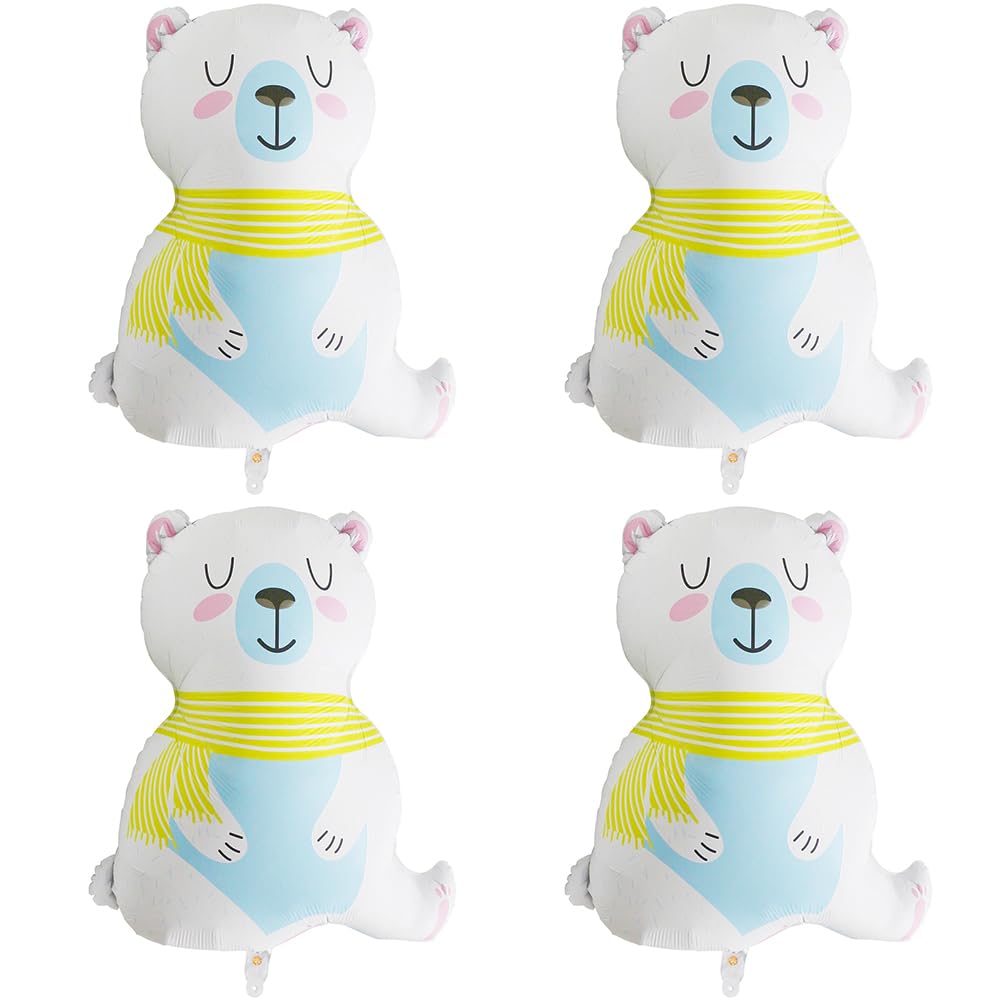 Giant Polar Bear Balloon Winter Animal Balloon For Birthday Supplier Bridal Baby Shower Wedding Decorations, 4 Pack Wild One Jun