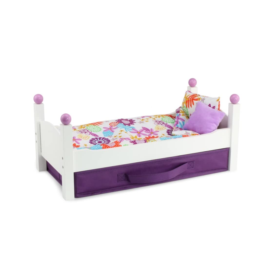Emily Rose 18 Inch Doll Bed Furniture Gift Set | Single Stackable 18' Doll Bed | Includes Fabric Doll Clothes Storage Bin | Fits 14-20' Dolls