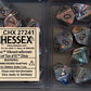 Chessex Dice Sets: Festive Vibrant Swirl with Brown Pips - Ten Sided Die d10 Set (10)