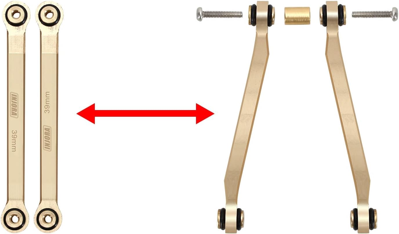 INJORA Brass High Clearance Front 4 Links Set 37g Heavy Brass Links for SCX24 C10 JLU Bronco Base Camp Axial 1/24 RC Crawler Car