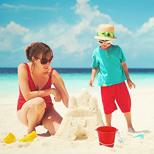 ArtCreativity 6 Inch Mini Plastic Beach Bucket and Shovel Set - Pack of 12 - Assorted Colors Buckets and White Shovels - Summer