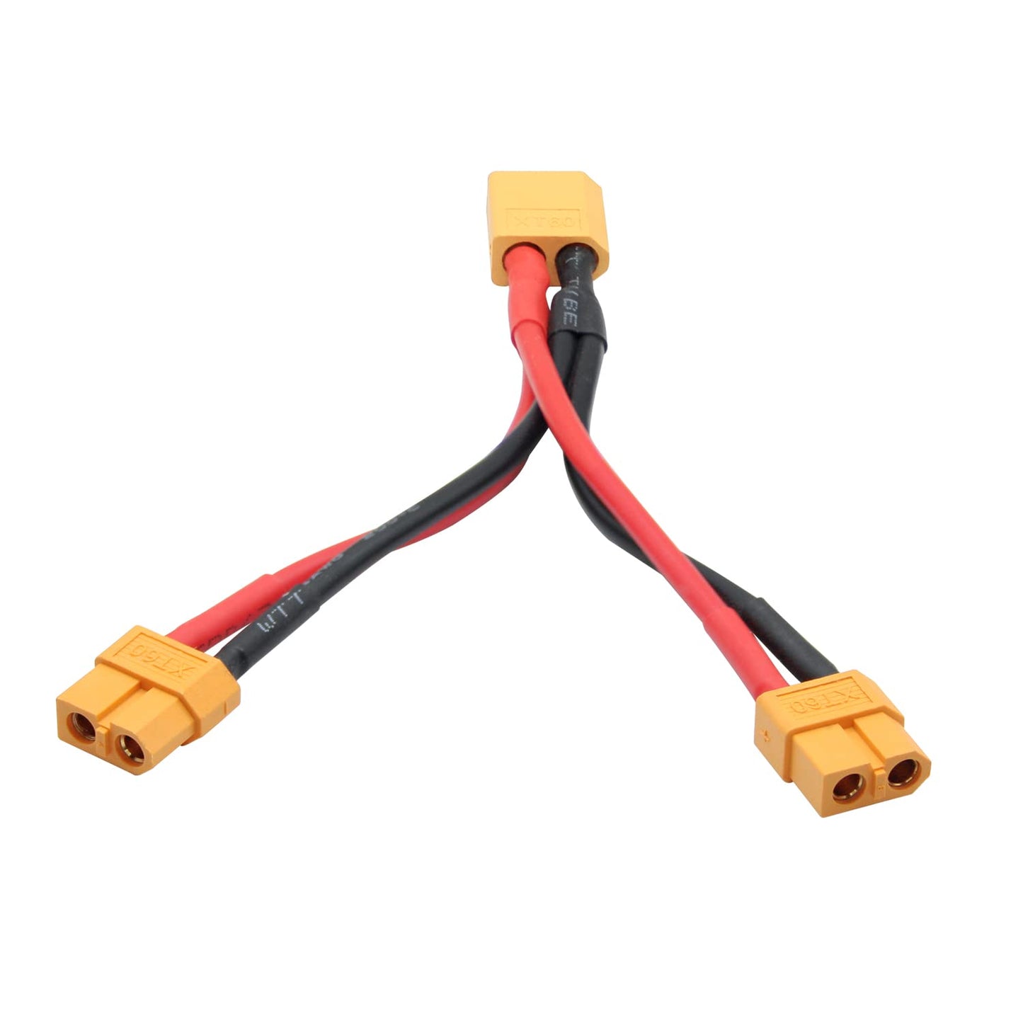 Short XT60 Parallel Battery Connector Cable,14AWG 1 Male to 2 Female Y Splitter Adapter Cable,10cm/3.93inch for RC Multicopter Q