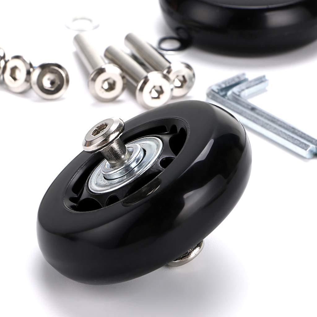 Ownmy 60Mm X 18Mm Luggage Suitcase Replacement Wheels, Rubber Swivel Caster Wheels Bearings Repair Kits, A Set Of 4