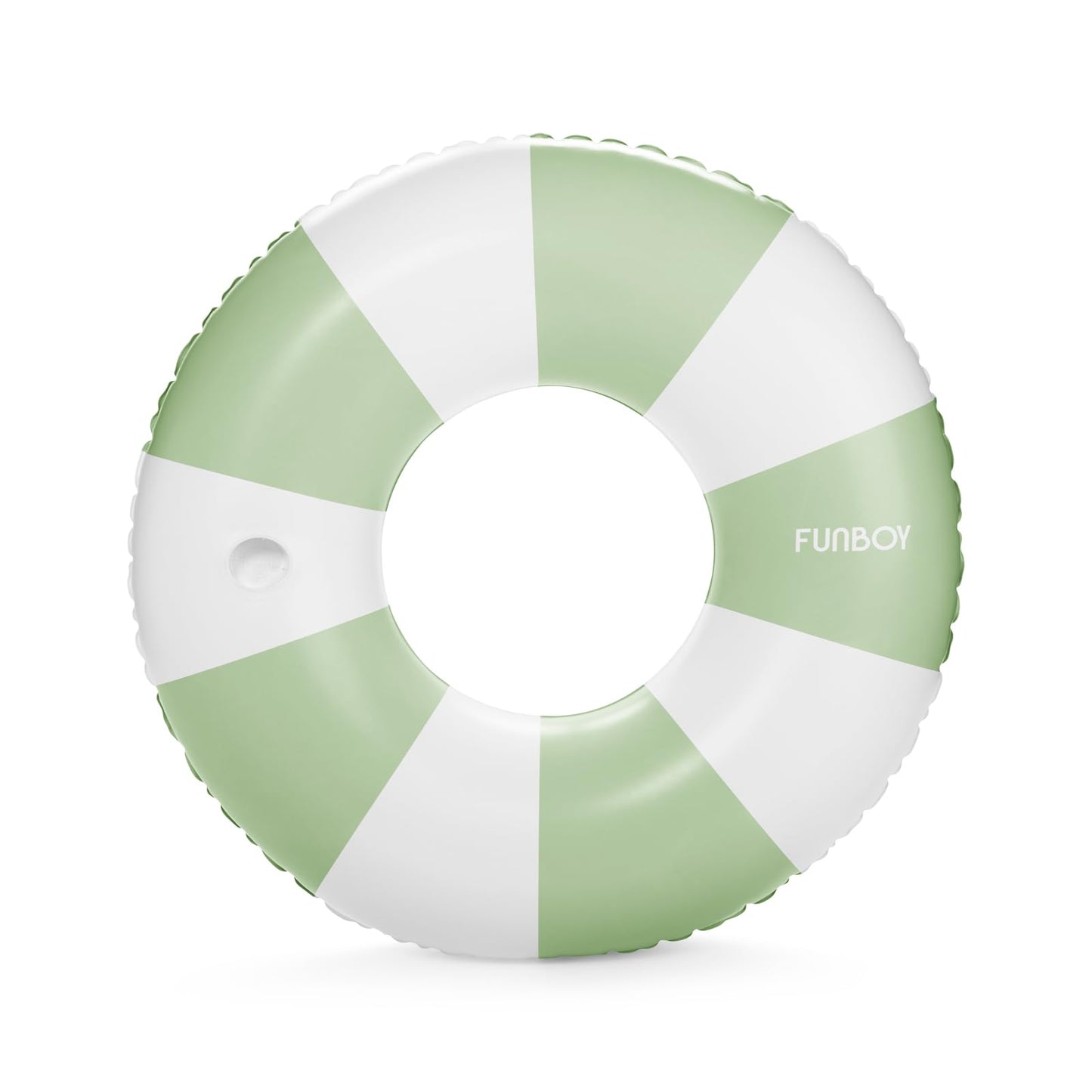 FUNBOY Giant Green Stripe Inflatable Pool Float - 48" Plastic Tube with Cup Holder for Adults - Perfect for Summer Pool Parties