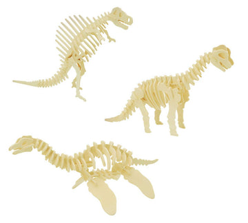 3D Wooden Crafts Puzzle - 3 Piece Set Wood Dinosaur Skeleton Model Puzzle - Diy Wooden Assembly 3D Puzzle Toys Gifts For Kids Boys Teen Adults