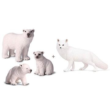 Eoivsh 4Pcs Polar Animal Toys, Realistic Arctic Animals Figurines Set With Polar Bears & Arctic Fox, Plastic Winter Animal Figures For Cake Topper Birthday Gift Party Favor