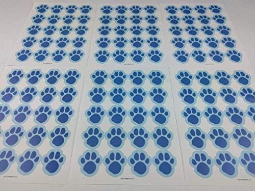 Sahm Blue Paw Print Stickers - 120 Dog Cat Animal Paws 1 Inch Small For Boy Or Girl - Great For Birthday Party Favors - Clues -