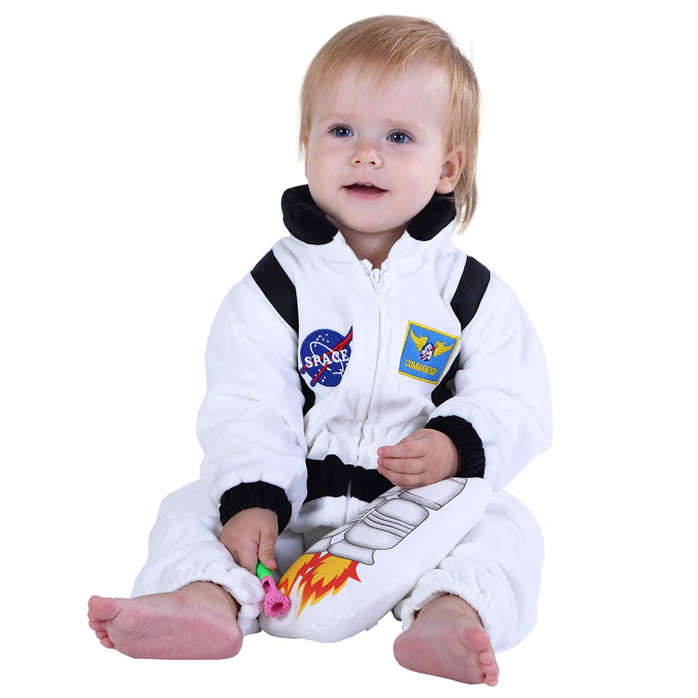 Hsctek Toddler Astronaut Costume, Baby Space Cosplay Infant Boys Girls, Newborn Halloween Suit Costume Kids White 4T