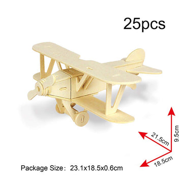 Georgie Porgy 3D Wooden Puzzles For Kids Toys Construction Woodcraft Kits Diy Model Puzzle Kits Birthday Gifts Pack Of 3 (Biplane Helicopter Civil Airplane)