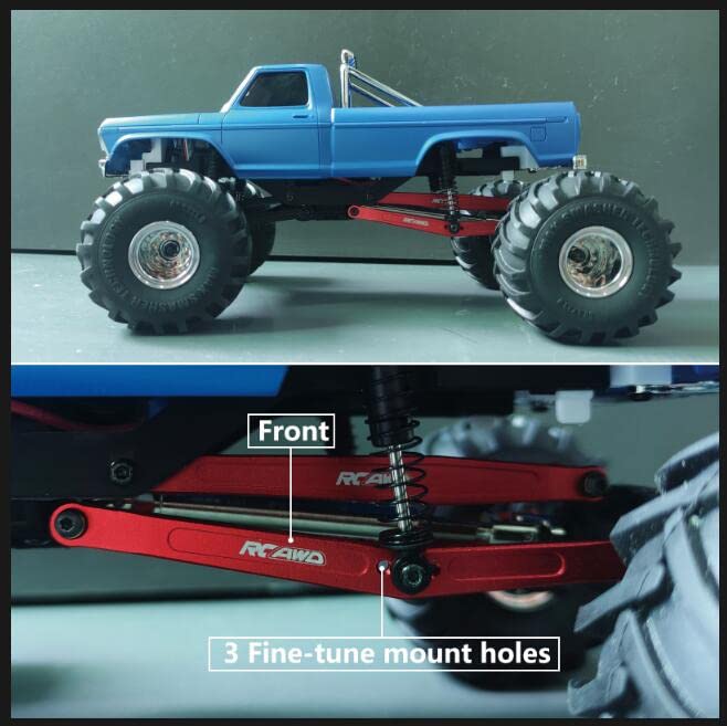 RCAWD 35mm Extended Upper & Lower Linkage & 70mm CVD Center Drive Shaft Upgrades Parts for FMS FCX24 1/24 Crawlers Red