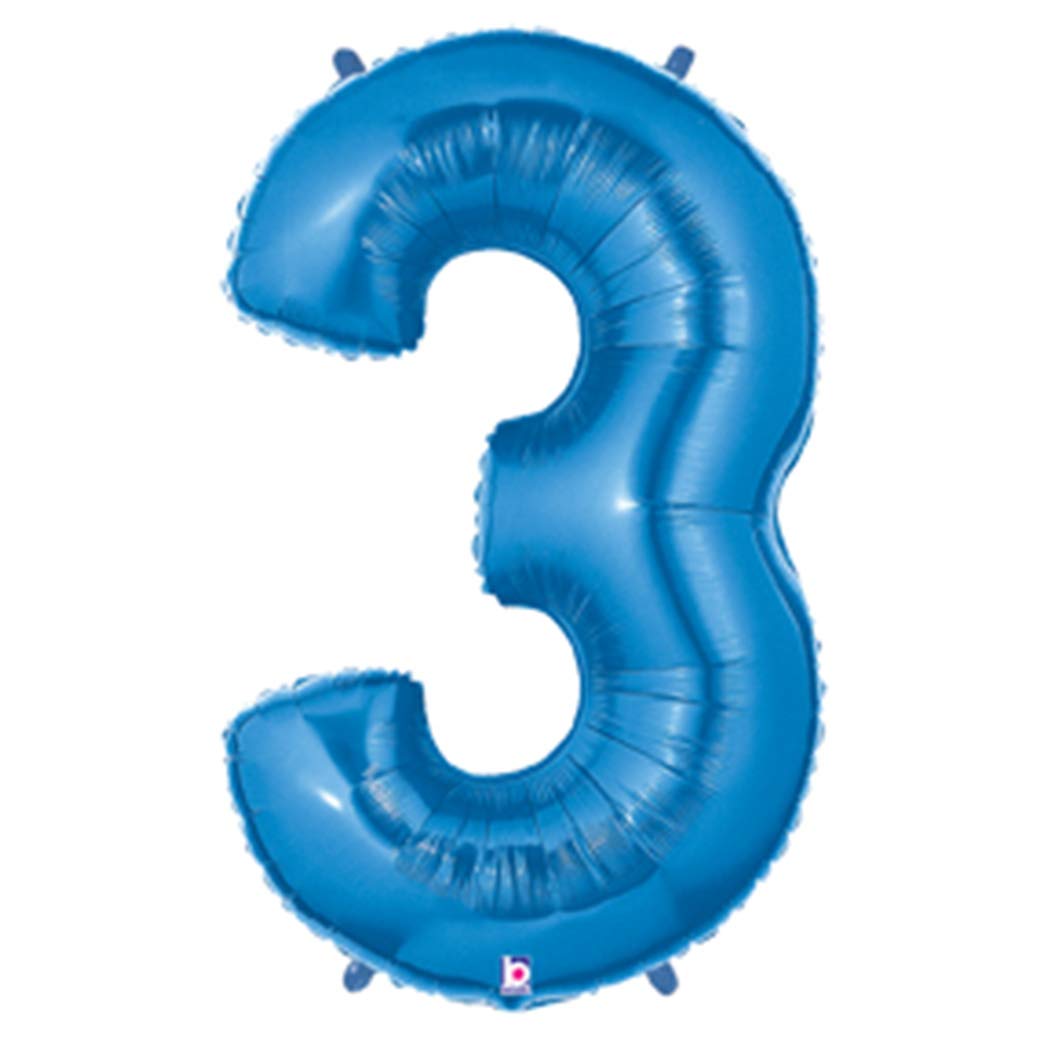 40 Inch Megaloon Blue Number 3 Balloon
