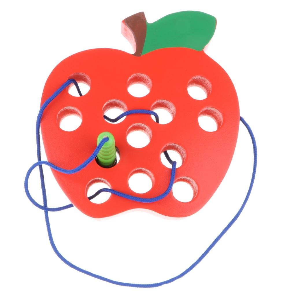 Calandis Wooden Montessori Toys Apple Insect Lacing Game Kids Educational Toy Gift | Preschool Toys & Pretend Play