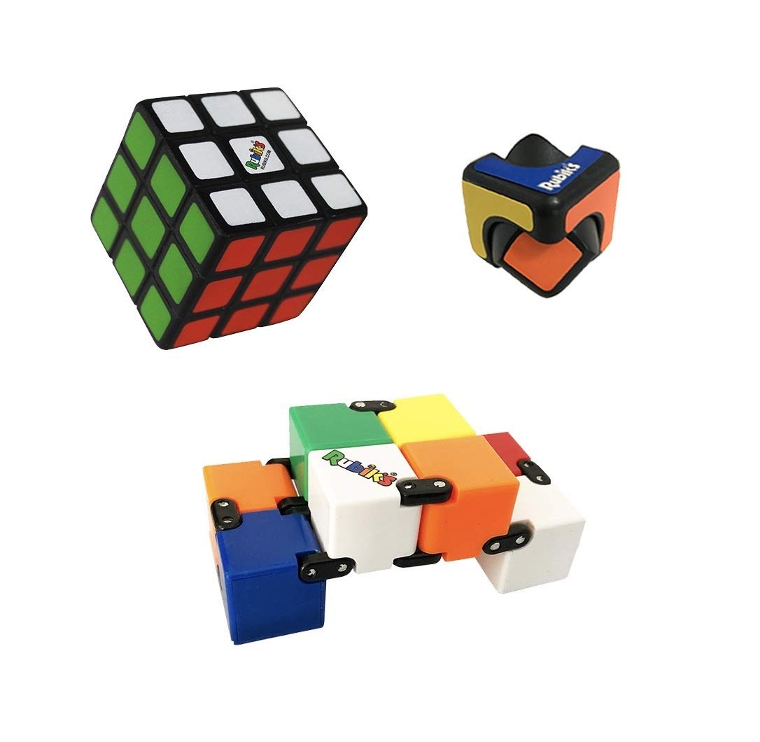 Rubik's Cube 3 Piece Gift Set | Squishy Cube, Infinity Cube, Spin Cublet | One Size, Red, Model 91400, Plastic