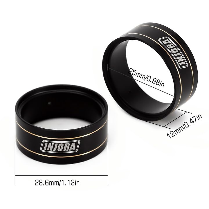 INJORA Brass Internal Beadlock Ring Black Coating Brass Ring Fit 1.0'' Wheel Rim for AX24 1/24 RC Crawler Axial SCX24 Upgrade Pa
