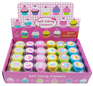 Tiny Mills 24 Pcs Cupcakes Stampers for Kids Party Favor Bag Stuffers Baking Party Cupcake Party Pinata Fillers Classroom Reward