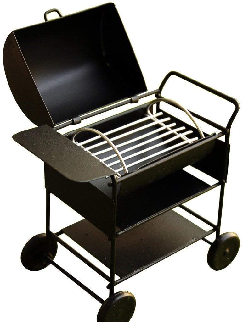 Miniature BBQ Grill Oven Model 1:12 Dollhouse Cooking Tool Garden Decoration Kicthen Accessories Roasting Cart Firewood Rack Holder (Square)
