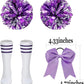 LMYOVE Classic Purple 5-Piece Cheerleading Set for Kids - Includes Top, Skirt, Pom Poms, Headband, and Socks,8-9Y