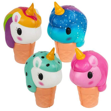 Artcreativity Squish Unicorn Ice Cream Toys For Kids, Set Of 4, Super Soft Slow Rising Squeeze Toys, Stress Relief Sensory Toys, Best Unicorn Party Favors, Goody Bag Fillers For Girls And Boys