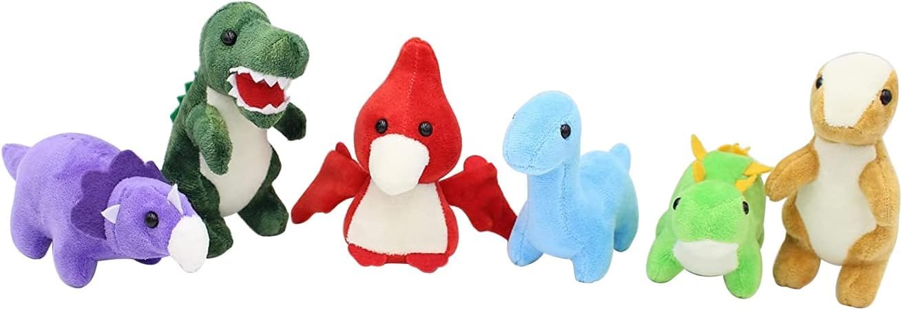 JDS Toy Store Handcrafted Plush Big Green T-Rex Stuffed Dinosaur with 6 Baby Dinosaurs - 19.6 Inches - Faux Fur