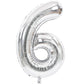 Toniful 40 Inch Silver Large Numbers Balloons 0-9, Number 6 Digital 6 Helium Balloons, Foil Mylar Big Number Balloons For Birthd