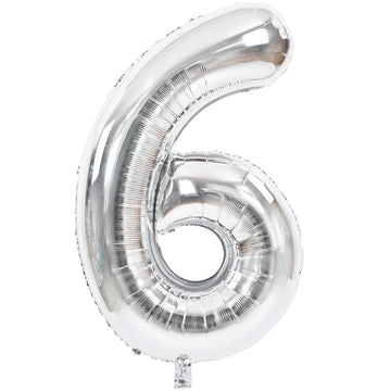 Toniful 40 Inch Silver Large Numbers Balloons 0-9, Number 6 Digital 6 Helium Balloons, Foil Mylar Big Number Balloons For Birthd